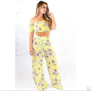 L’atiste Sunshine flower print yellow pants